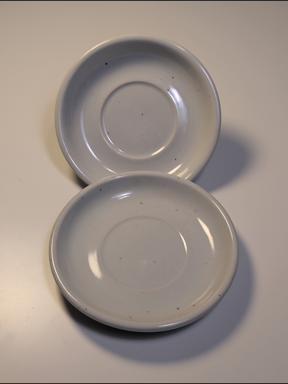 Vtg Galaxy Stoneware Trend Pacific Saucers Set of 2 Speckled Grey MADE IN JAPAN
